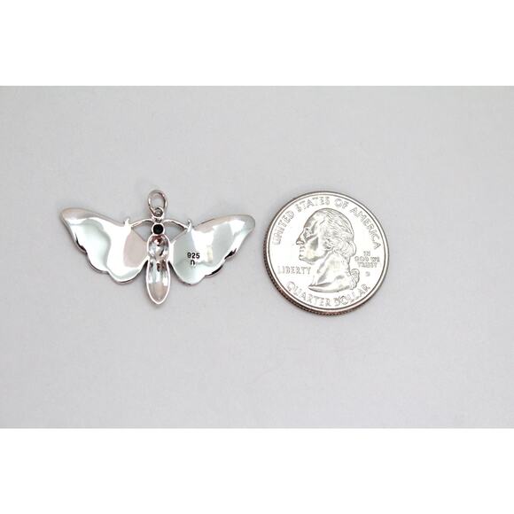 Sterling Silver Death Heads Moth Pendant, Silver Death Heads Moth Pendant - Picture 4 of 4